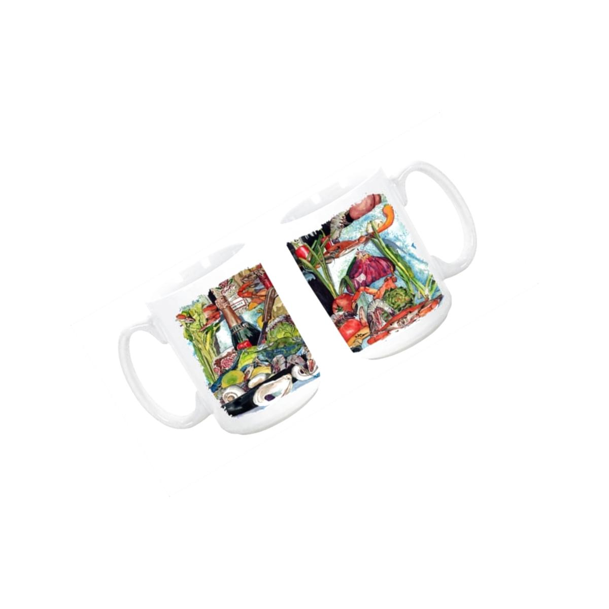 Picture of Carolines Treasures 8915CM15 Wine Crab Shrimp and Oysters Dishwasher Safe Microwavable Ceramic Coffee Mug 15 oz.