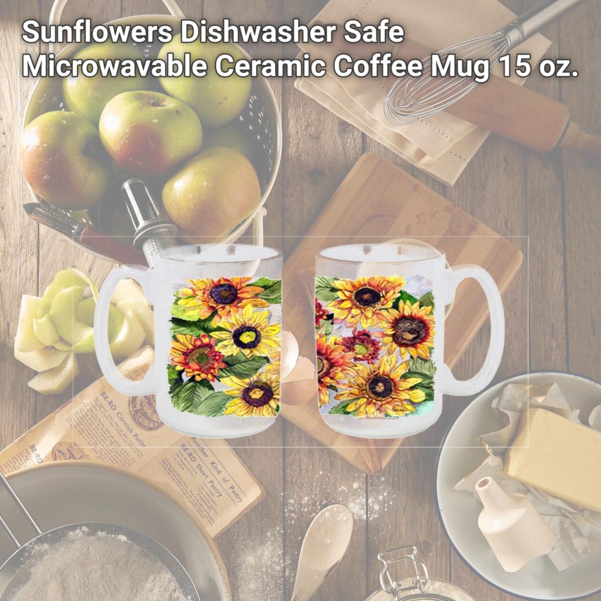 Picture of Carolines Treasures 8766CM15 Sunflowers Dishwasher Safe Microwavable Ceramic Coffee Mug 15 oz.