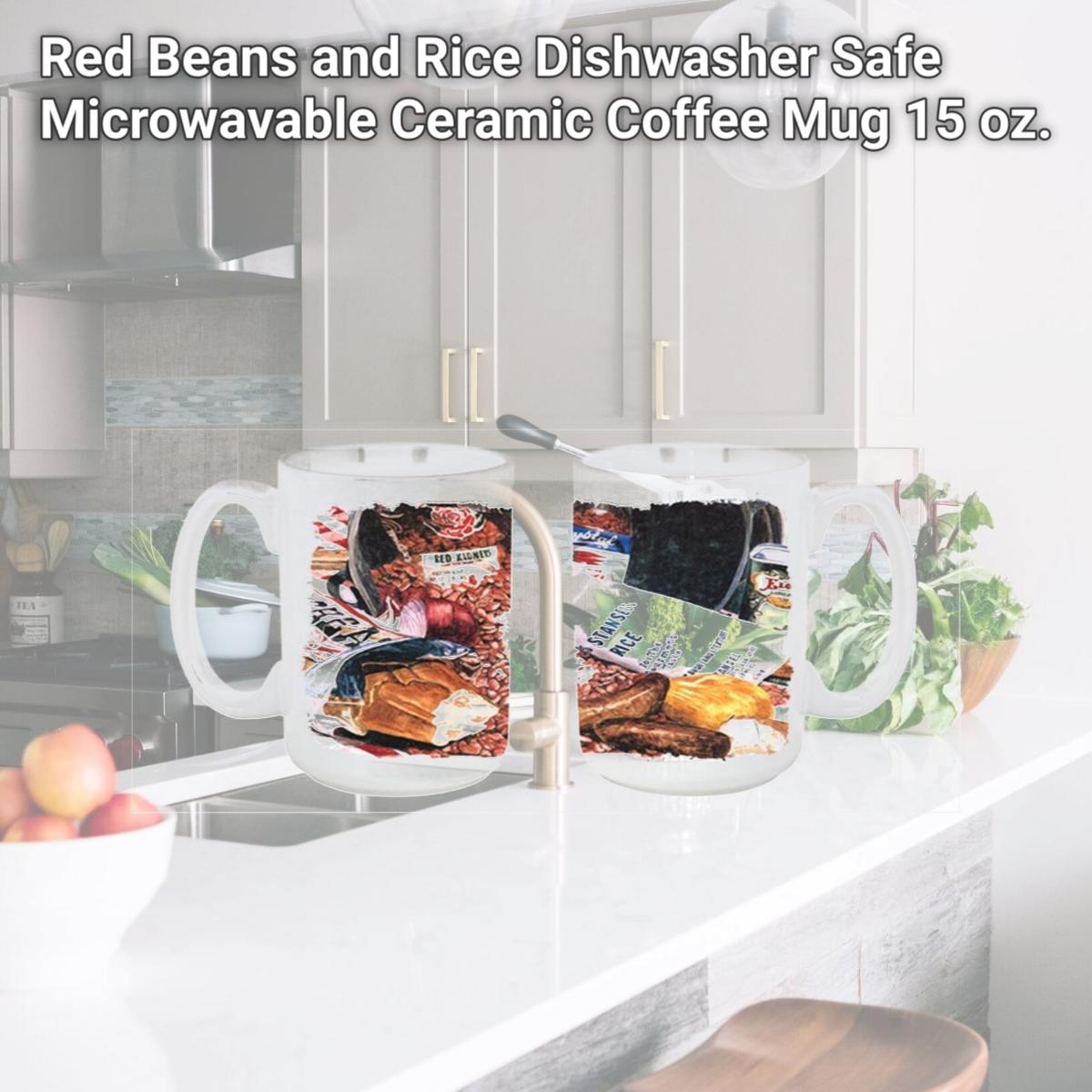 Picture of Carolines Treasures 8536CM15 Red Beans and Rice Dishwasher Safe Microwavable Ceramic Coffee Mug 15 oz.