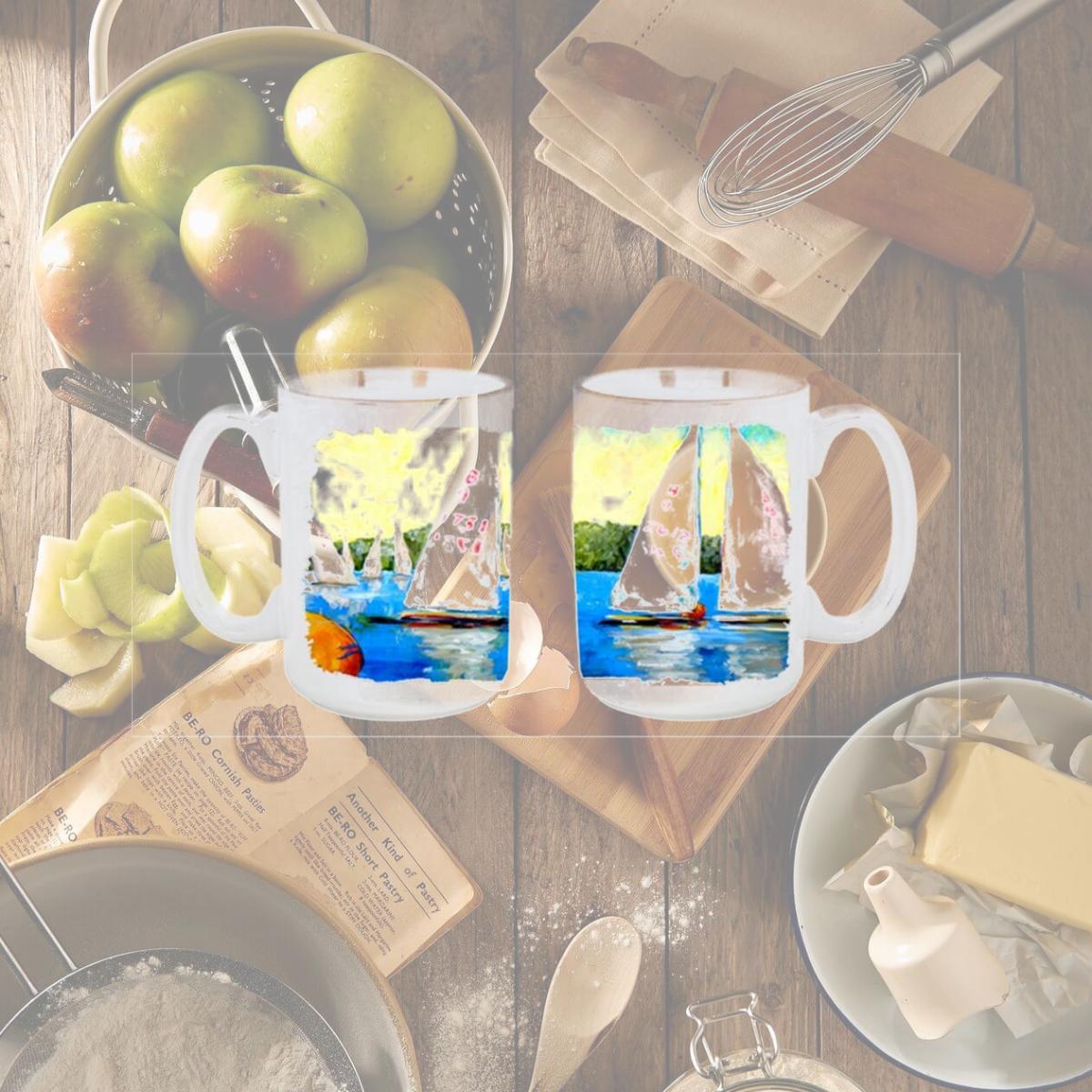 Picture of Carolines Treasures MW1094CM15 Sailboats Round the Mark Dishwasher Safe Microwavable Ceramic Coffee Mug 15 oz.