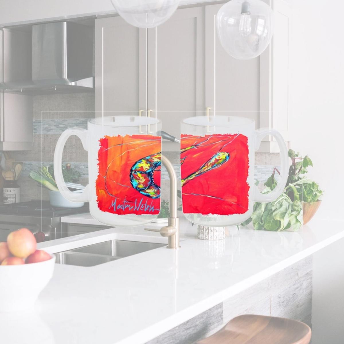 Picture of Carolines Treasures MW1097CM15 Shrimp Seafood Three Dishwasher Safe Microwavable Ceramic Coffee Mug 15 oz.