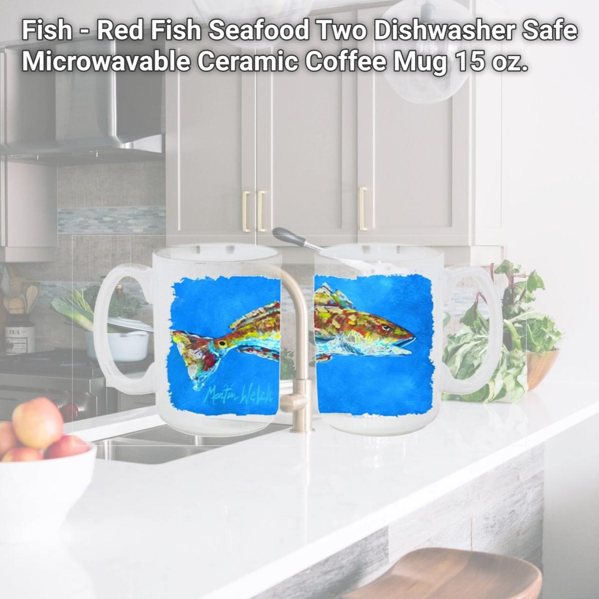 Picture of Carolines Treasures MW1098CM15 Fish - Red Fish Seafood Two Dishwasher Safe Microwavable Ceramic Coffee Mug 15 oz.