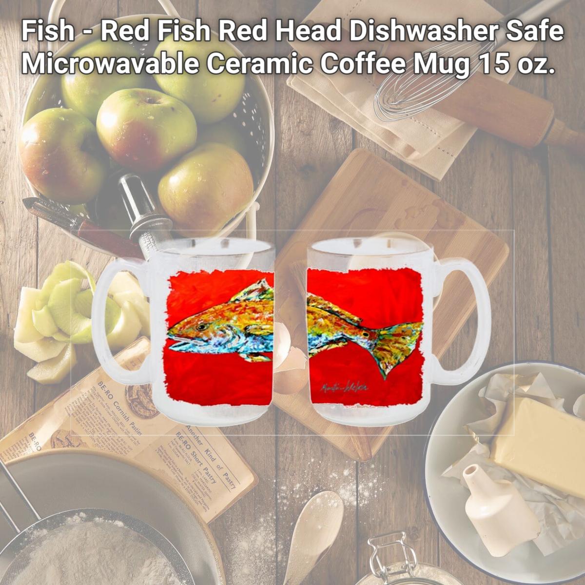 Picture of Carolines Treasures MW1111CM15 Fish - Red Fish Red Head Dishwasher Safe Microwavable Ceramic Coffee Mug 15 oz.