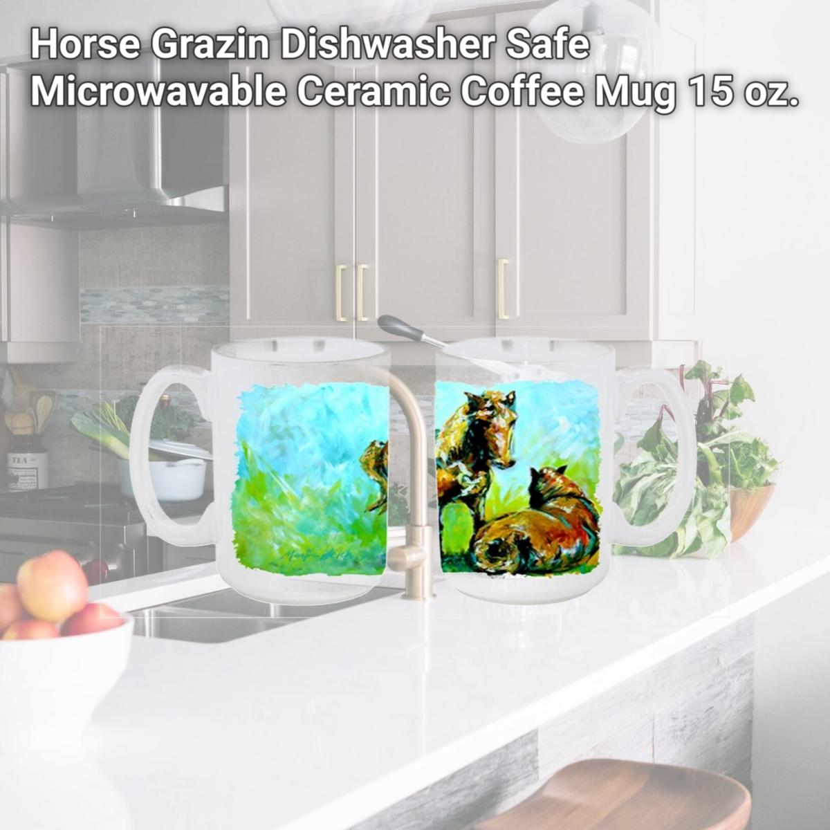Picture of Carolines Treasures MW1126CM15 Horse Grazin Dishwasher Safe Microwavable Ceramic Coffee Mug 15 oz.