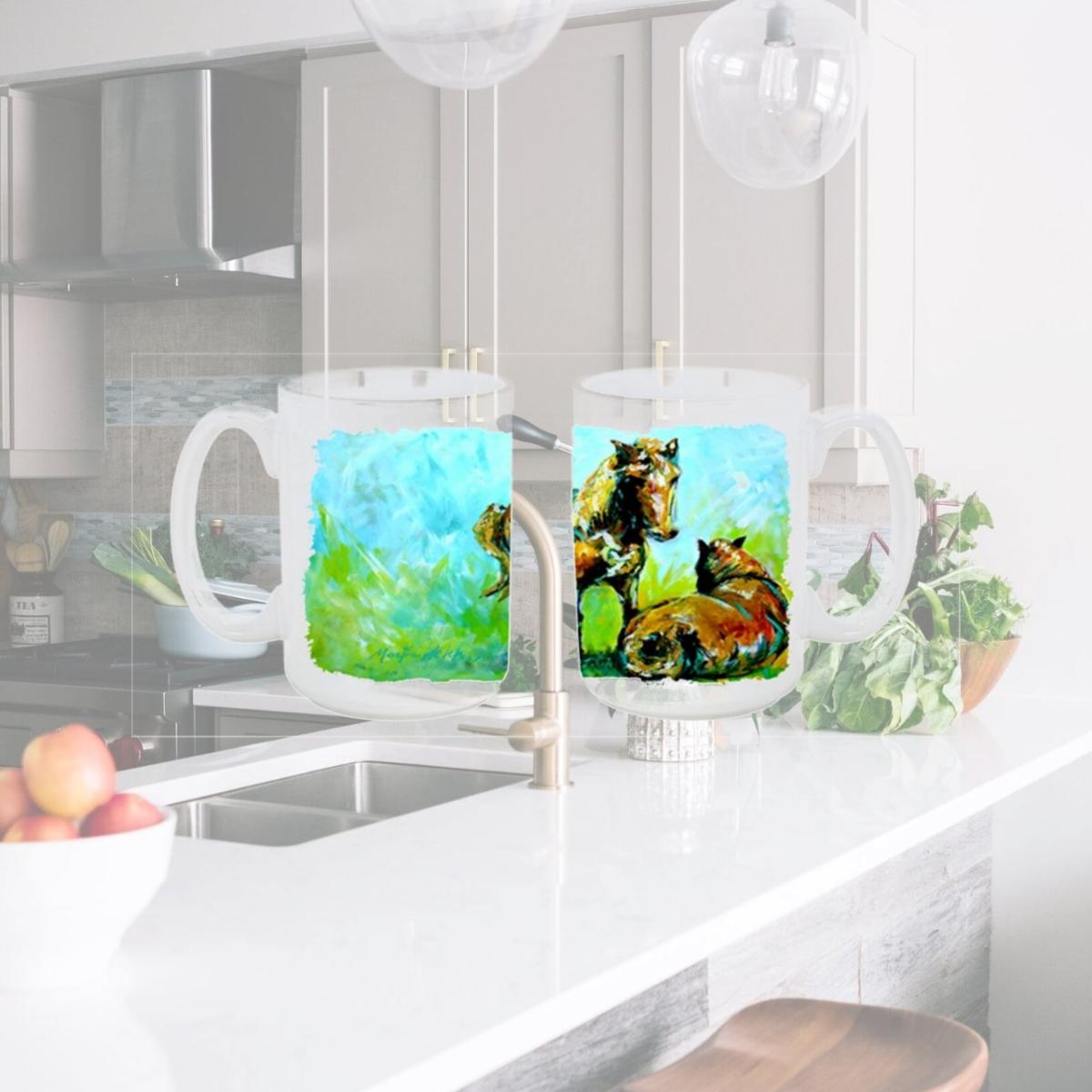 Picture of Carolines Treasures MW1126CM15 Horse Grazin Dishwasher Safe Microwavable Ceramic Coffee Mug 15 oz.