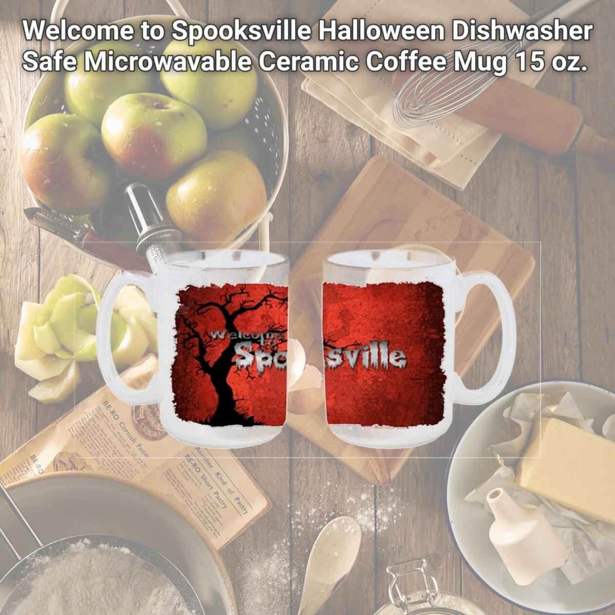 Picture of Carolines Treasures SB3008CM15 Welcome to Spooksville Halloween Dishwasher Safe Microwavable Ceramic Coffee Mug 15 oz.