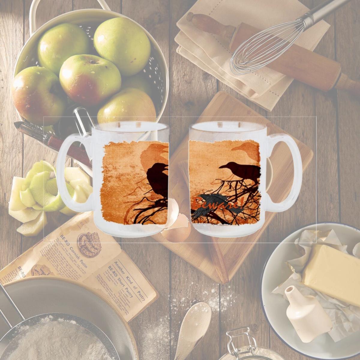 Picture of Carolines Treasures SB3009CM15 Beware of the Black Crows Halloween Dishwasher Safe Microwavable Ceramic Coffee Mug 15 oz.