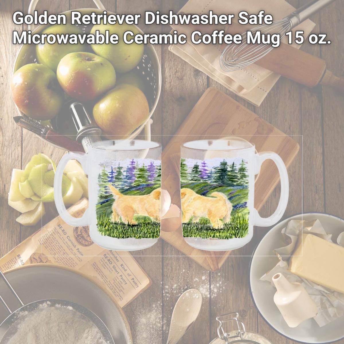 Picture of Carolines Treasures SS8102CM15 Golden Retriever Dishwasher Safe Microwavable Ceramic Coffee Mug 15 oz.