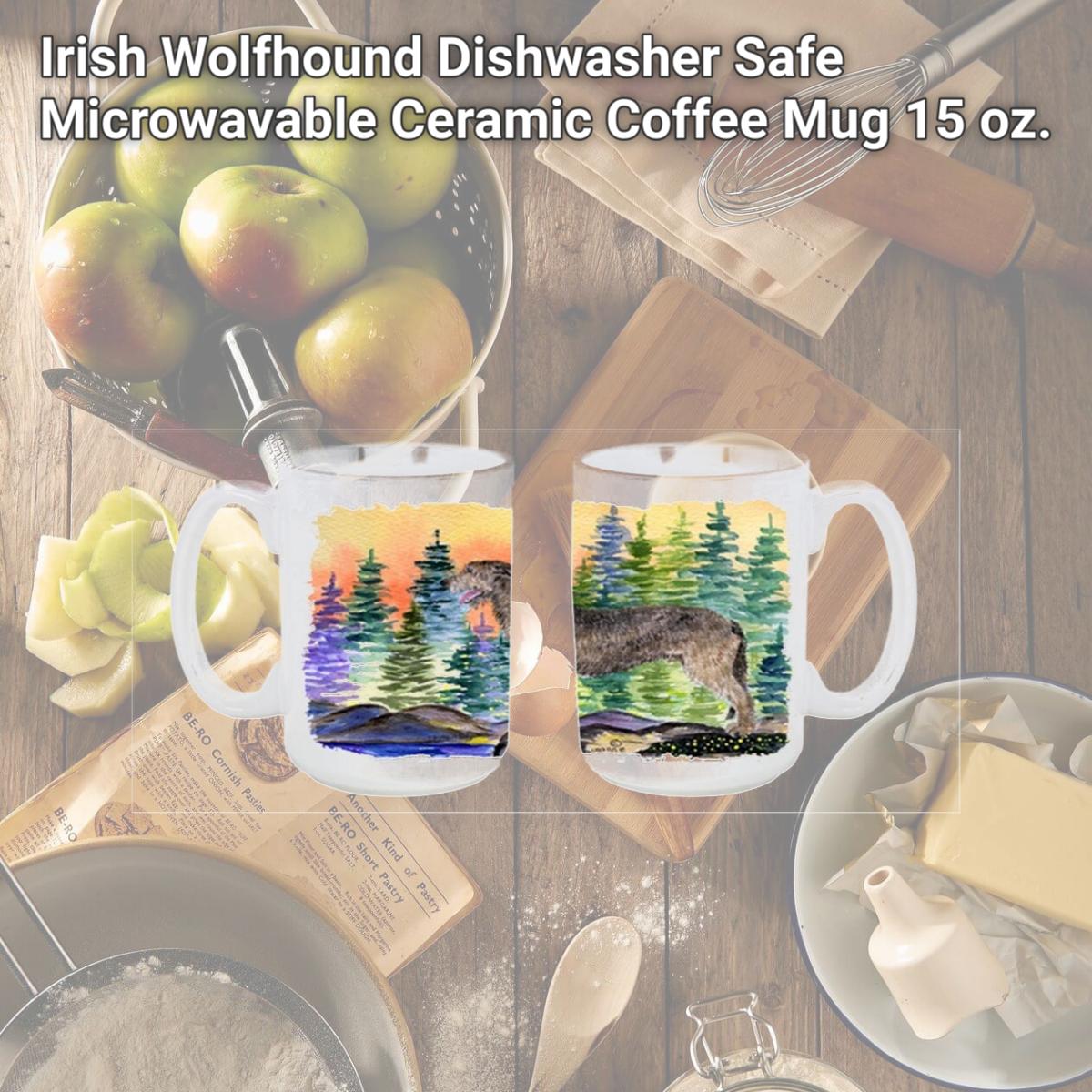 Picture of Carolines Treasures SS8205CM15 Irish Wolfhound Dishwasher Safe Microwavable Ceramic Coffee Mug 15 oz.