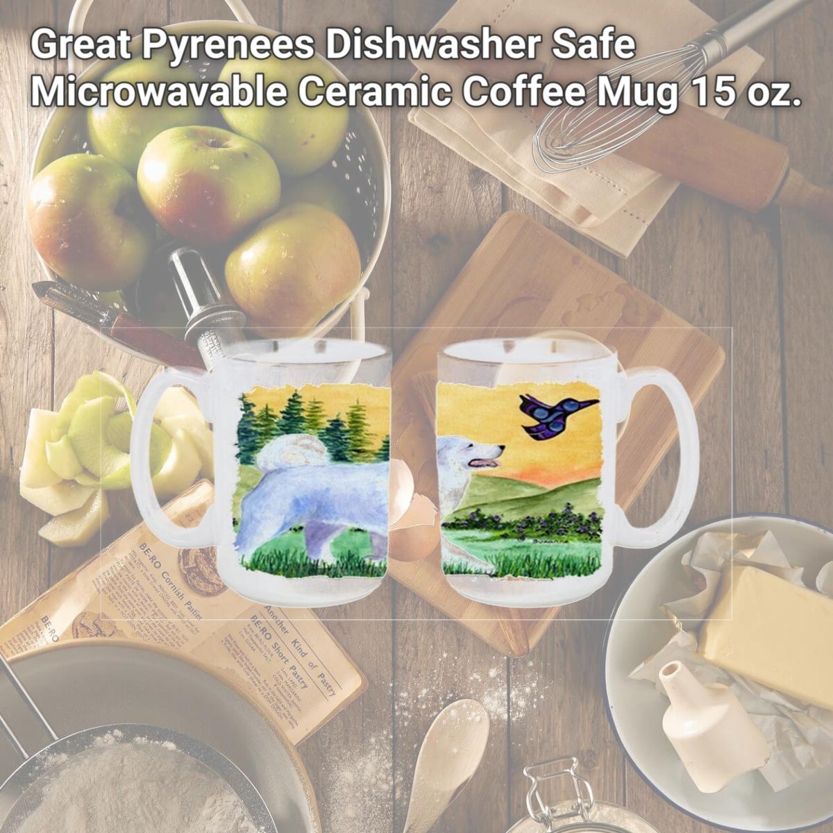Picture of Carolines Treasures SS8241CM15 Great Pyrenees Dishwasher Safe Microwavable Ceramic Coffee Mug 15 oz.