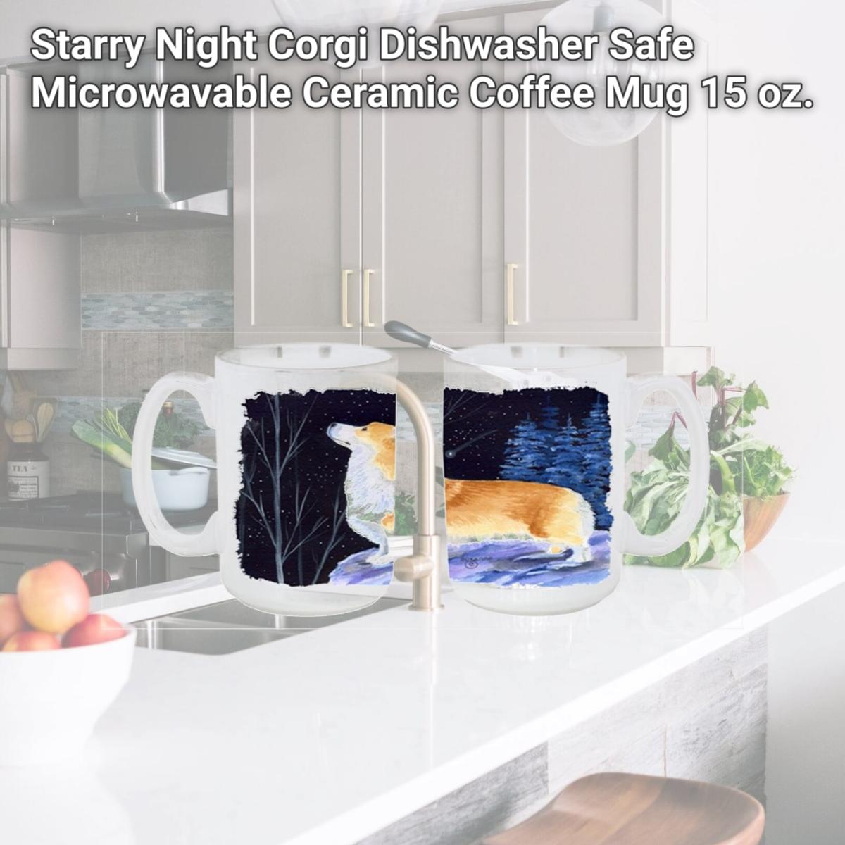 Picture of Carolines Treasures SS8373CM15 Starry Night Corgi Dishwasher Safe Microwavable Ceramic Coffee Mug 15 oz.