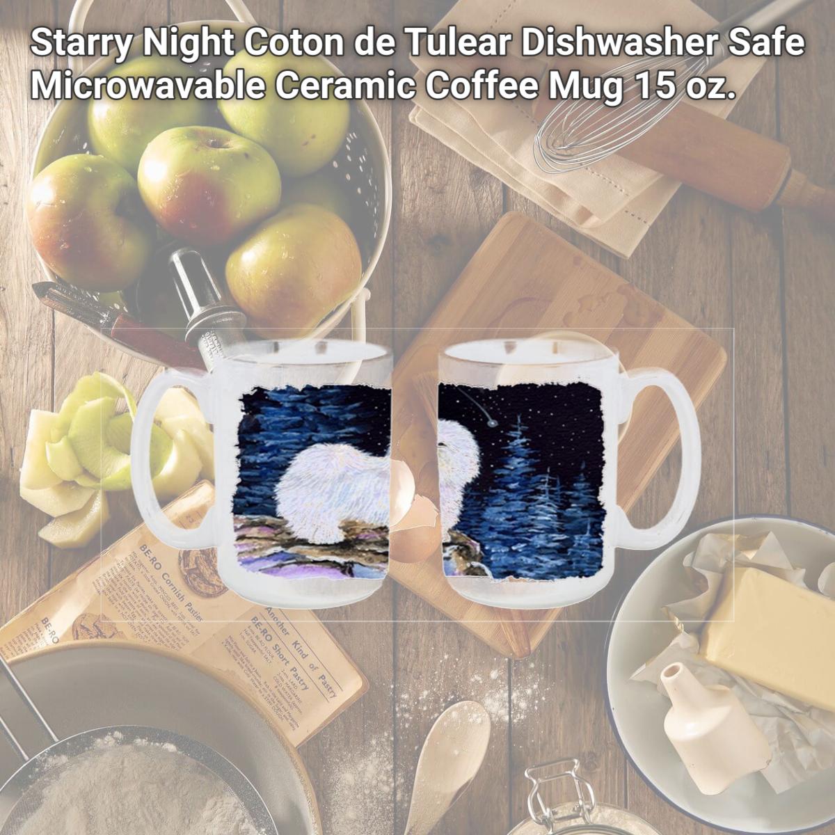 Picture of Carolines Treasures SS8437CM15 Starry Night Coton de Tulear Dishwasher Safe Microwavable Ceramic Coffee Mug 15 oz.