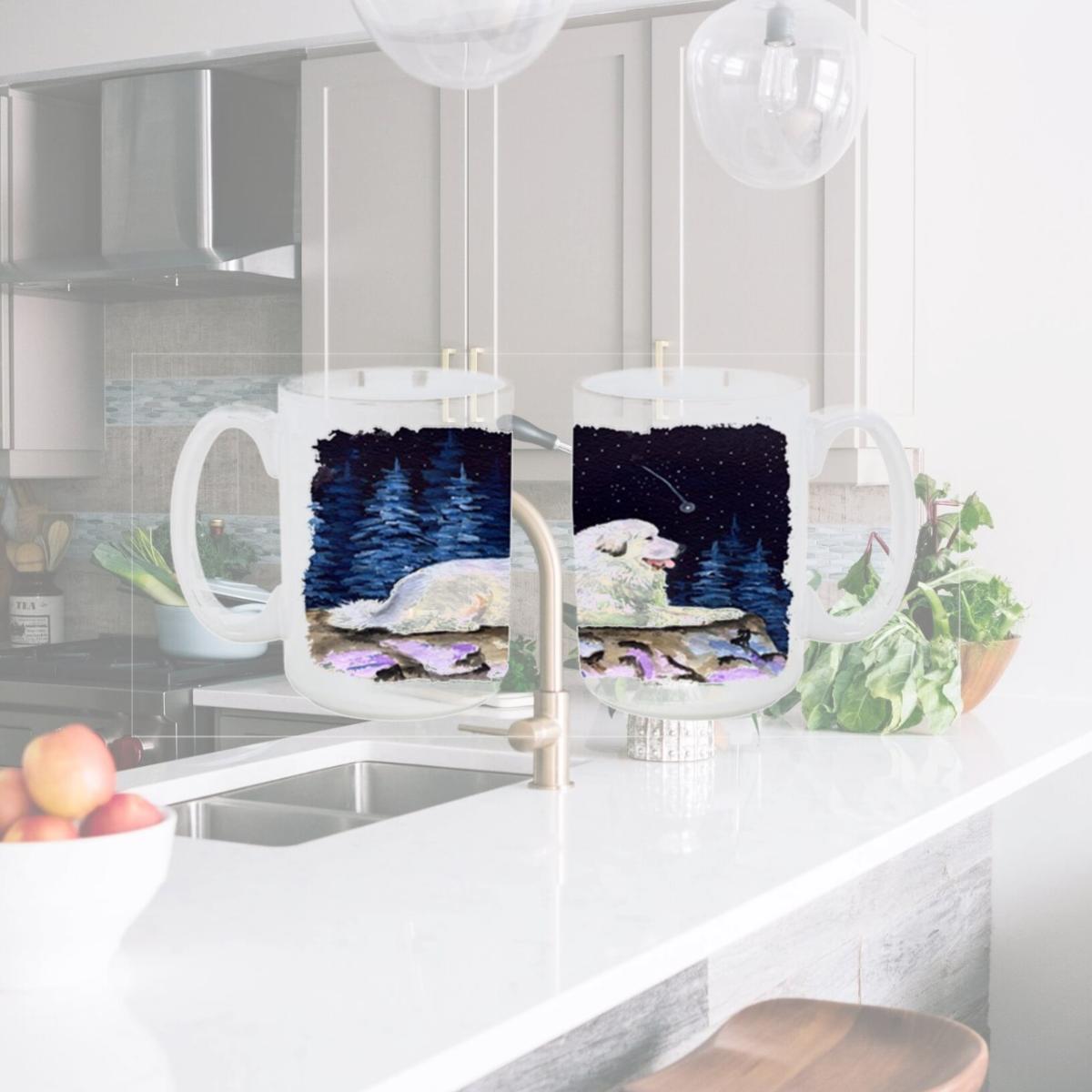 Picture of Carolines Treasures SS8438CM15 Starry Night Great Pyrenees Dishwasher Safe Microwavable Ceramic Coffee Mug 15 oz.