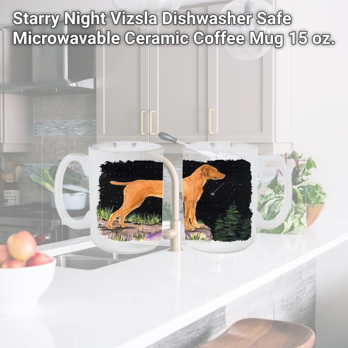 Picture of Carolines Treasures SS8478CM15 Starry Night Vizsla Dishwasher Safe Microwavable Ceramic Coffee Mug 15 oz.