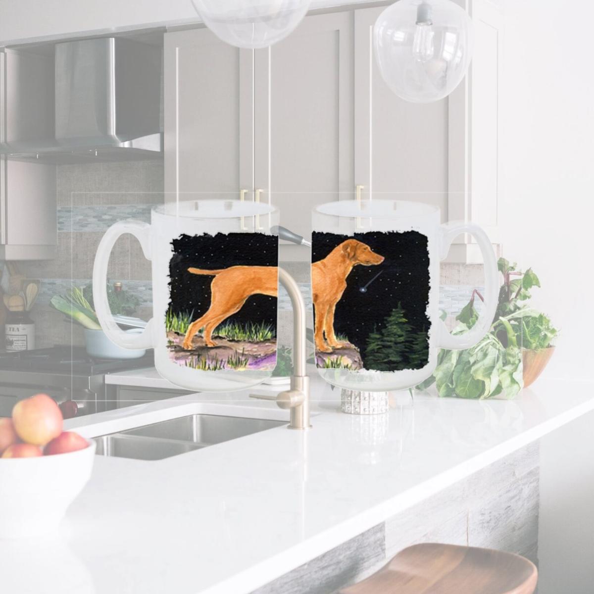 Picture of Carolines Treasures SS8478CM15 Starry Night Vizsla Dishwasher Safe Microwavable Ceramic Coffee Mug 15 oz.