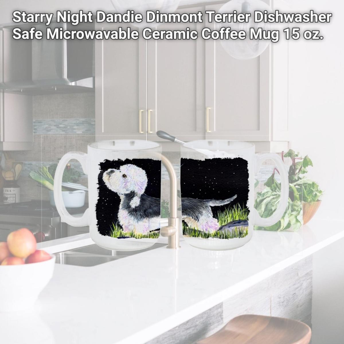 Picture of Carolines Treasures SS8486CM15 Starry Night Dandie Dinmont Terrier Dishwasher Safe Microwavable Ceramic Coffee Mug 15 oz.
