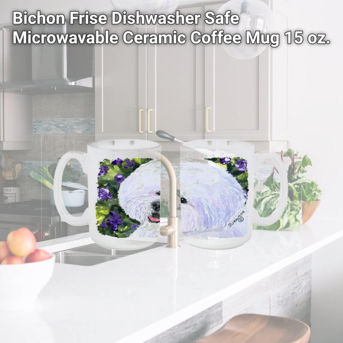 Picture of Carolines Treasures SS8897CM15 Bichon Frise Dishwasher Safe Microwavable Ceramic Coffee Mug 15 oz.