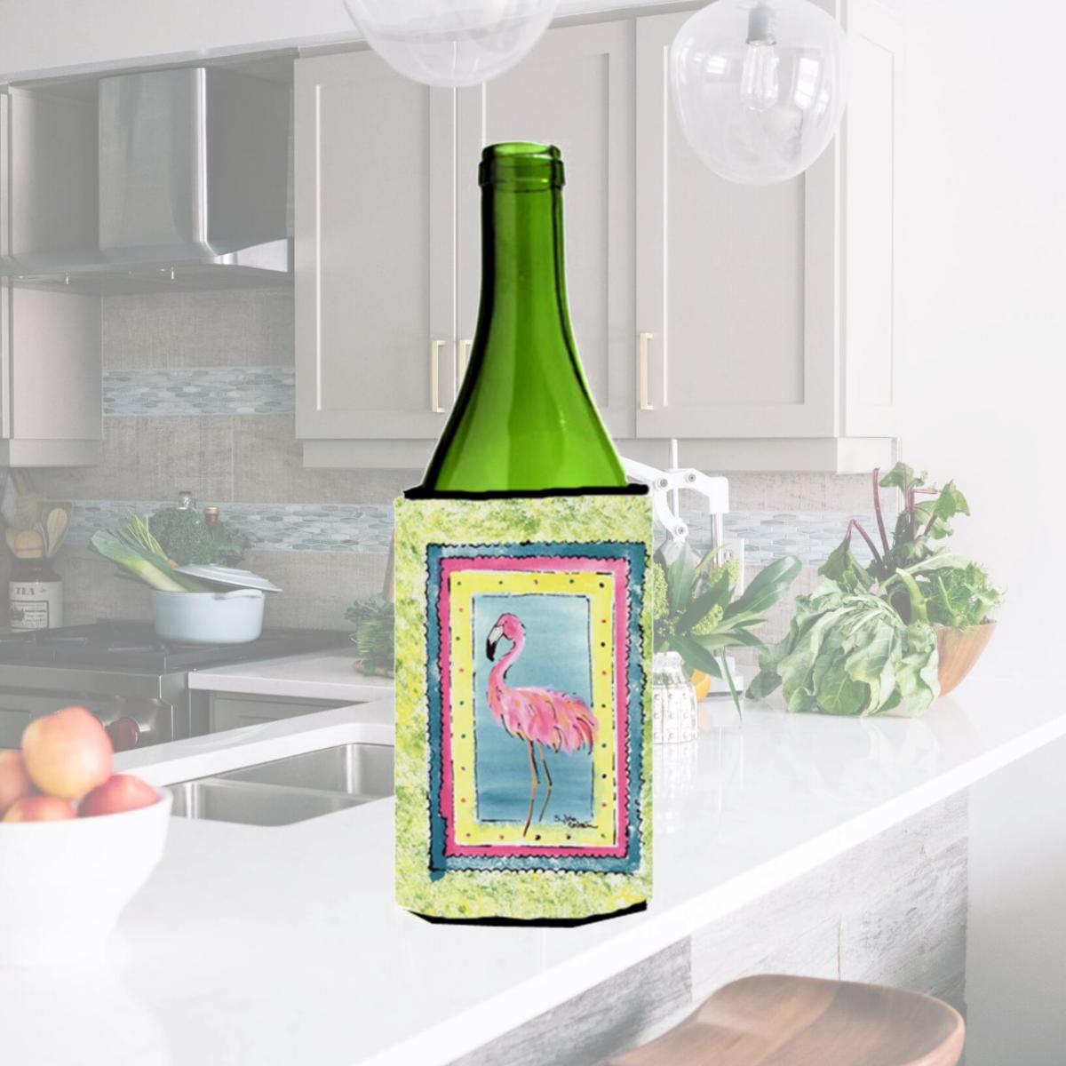 Picture of Carolines Treasures 8107LITERK Bird - Flamingo Wine Bottle   Hugger