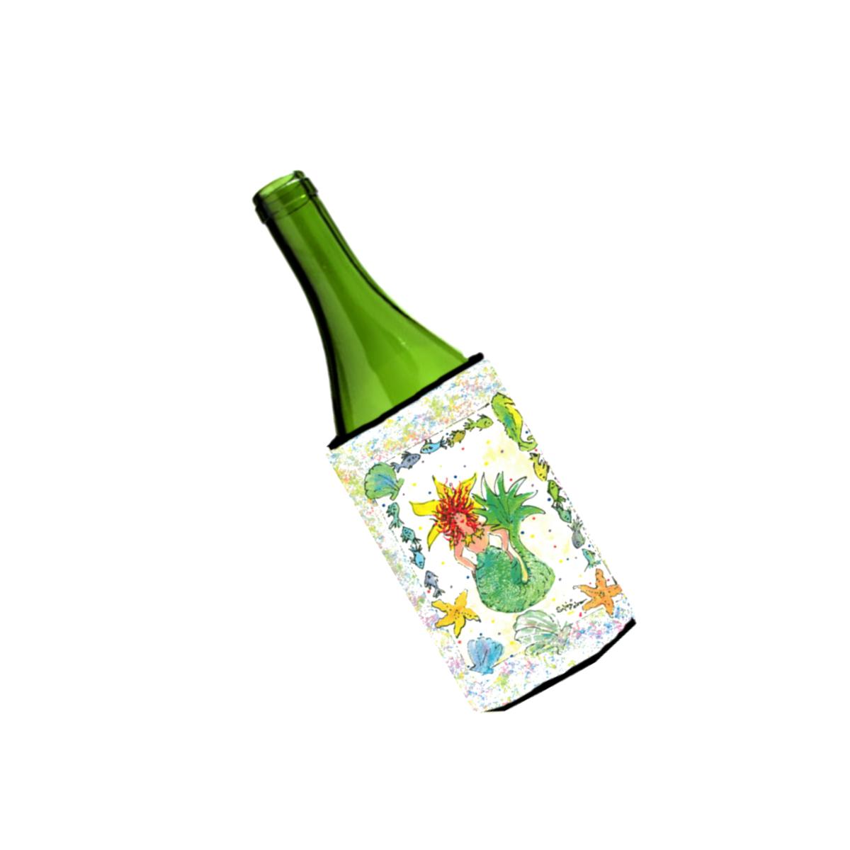 Picture of Carolines Treasures 8081LITERK Red Headed Funky Mermaid Wine Bottle   Hugger