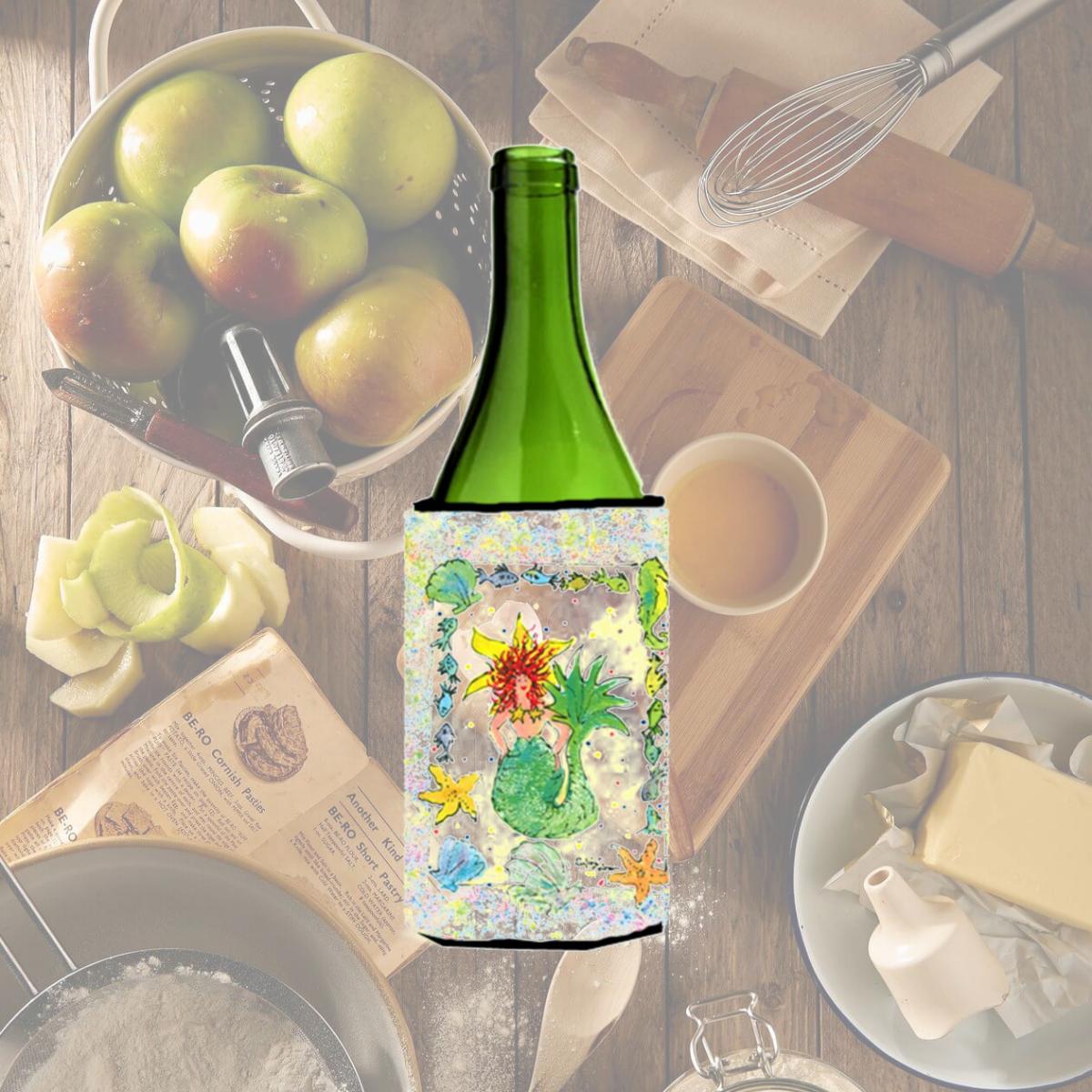 Picture of Carolines Treasures 8081LITERK Red Headed Funky Mermaid Wine Bottle   Hugger