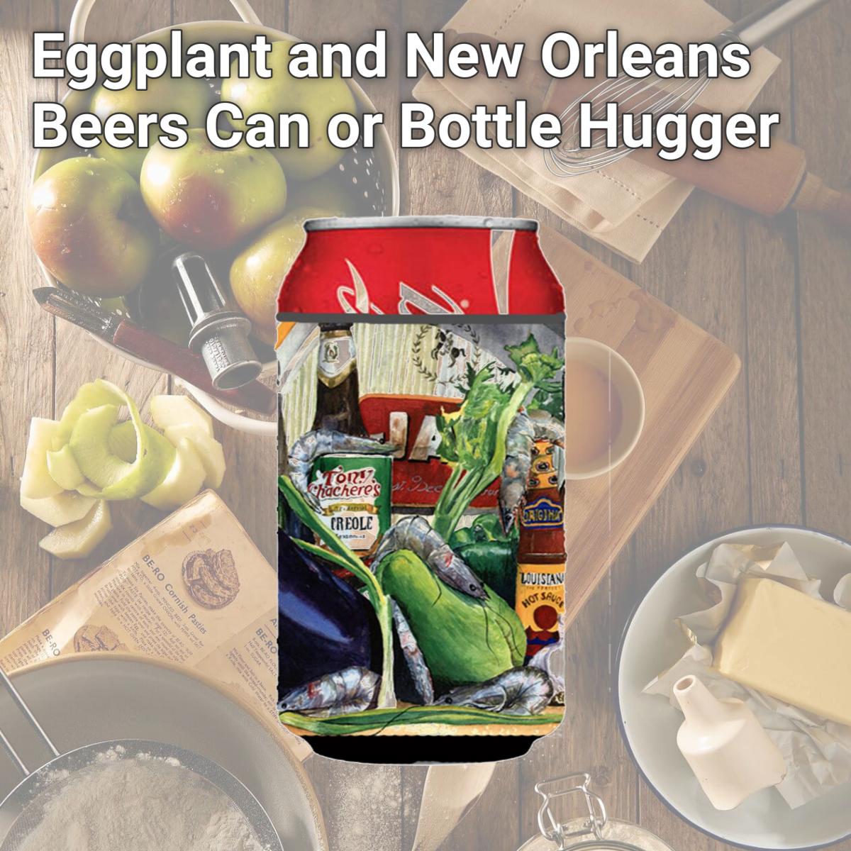 Picture of Carolines Treasures 1007CC Eggplant and New Orleans Beers Can or Bottle  Hugger