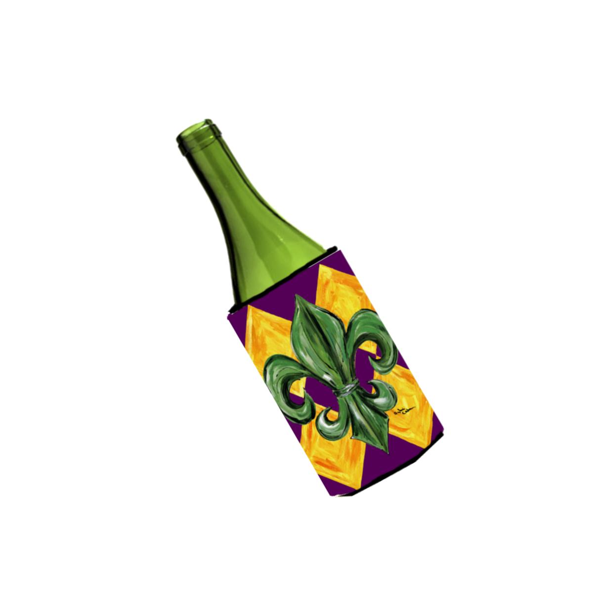 Picture of Carolines Treasures 8133LITERK Mardi Gras Fleur de lis Wine Bottle   Hugger