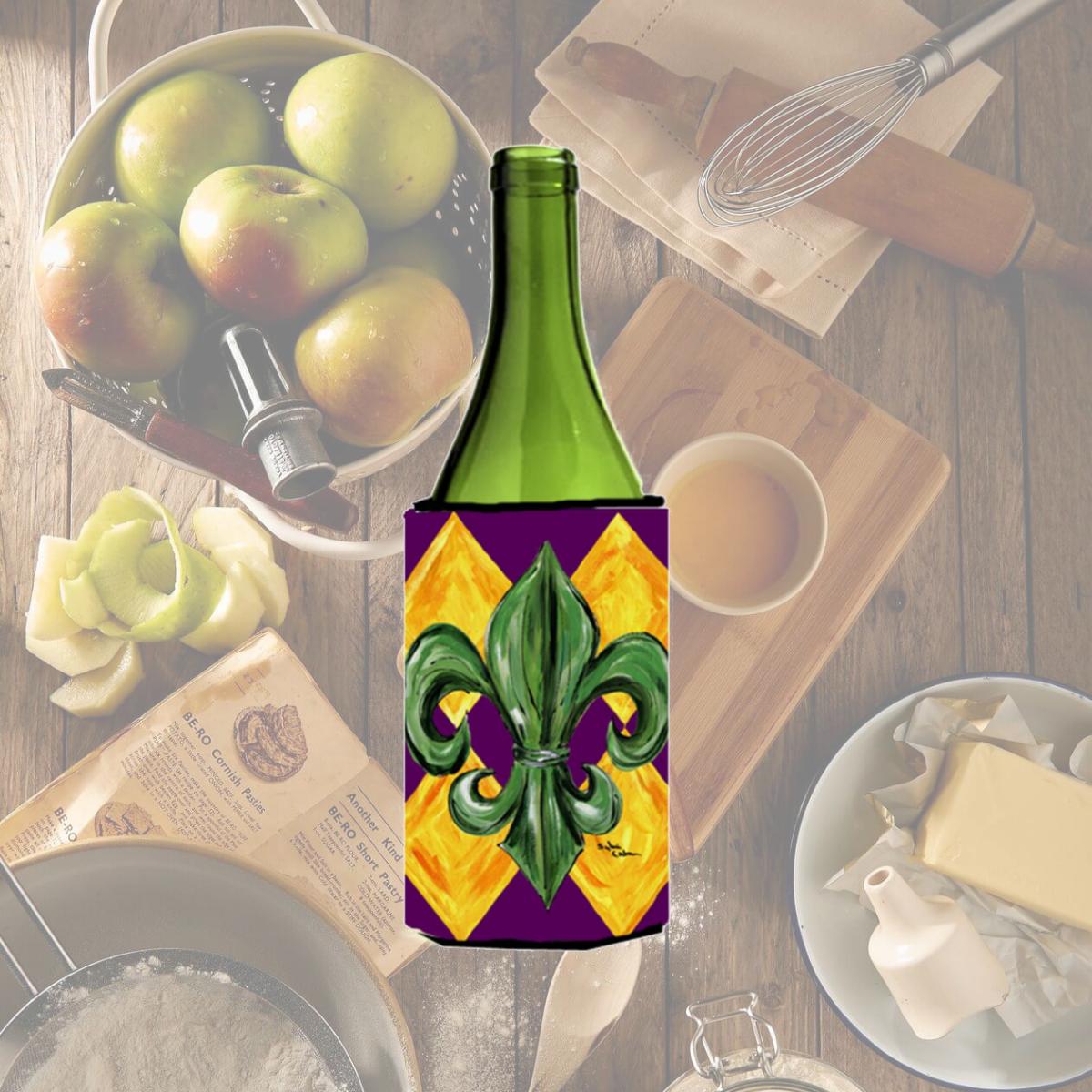 Picture of Carolines Treasures 8133LITERK Mardi Gras Fleur de lis Wine Bottle   Hugger