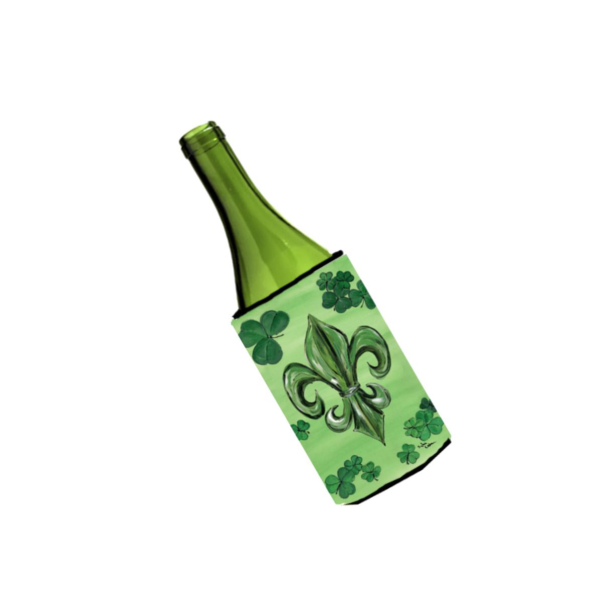 Picture of Carolines Treasures 8135LITERK St Patricks Day Fleur de lis Wine Bottle   Hugger