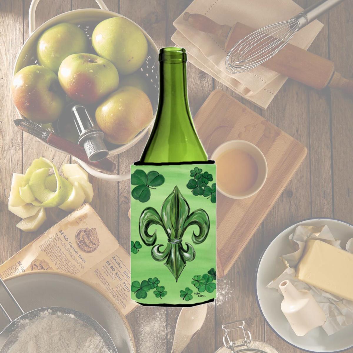 Picture of Carolines Treasures 8135LITERK St Patricks Day Fleur de lis Wine Bottle   Hugger