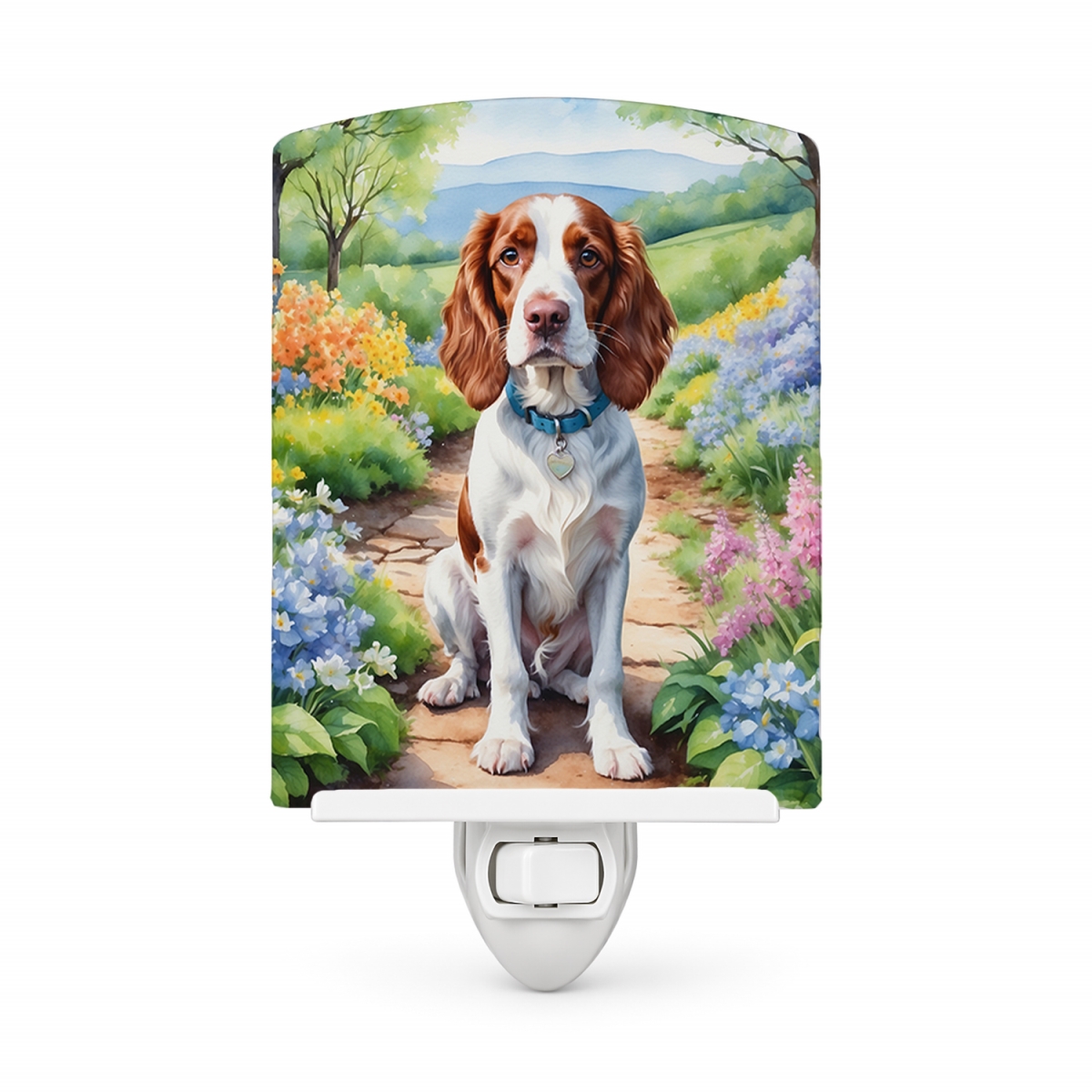 DAC6729CNL 6 x 4 in. Welsh Springer Spaniel Spring Path Ceramic Night Light