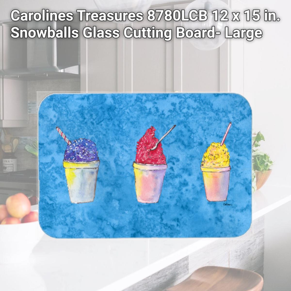Picture of Carolines Treasures 8780LCB 12 x 15 in. Snowballs Glass Cutting Board- Large