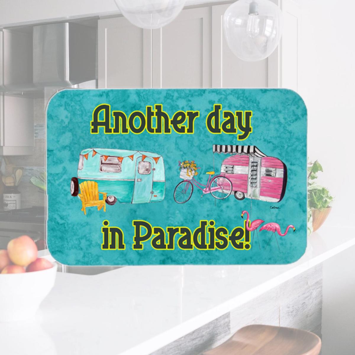 Picture of Carolines Treasures 8758LCB 12 x 15 in. Another Day in Paradise Glass Cutting Board- Large