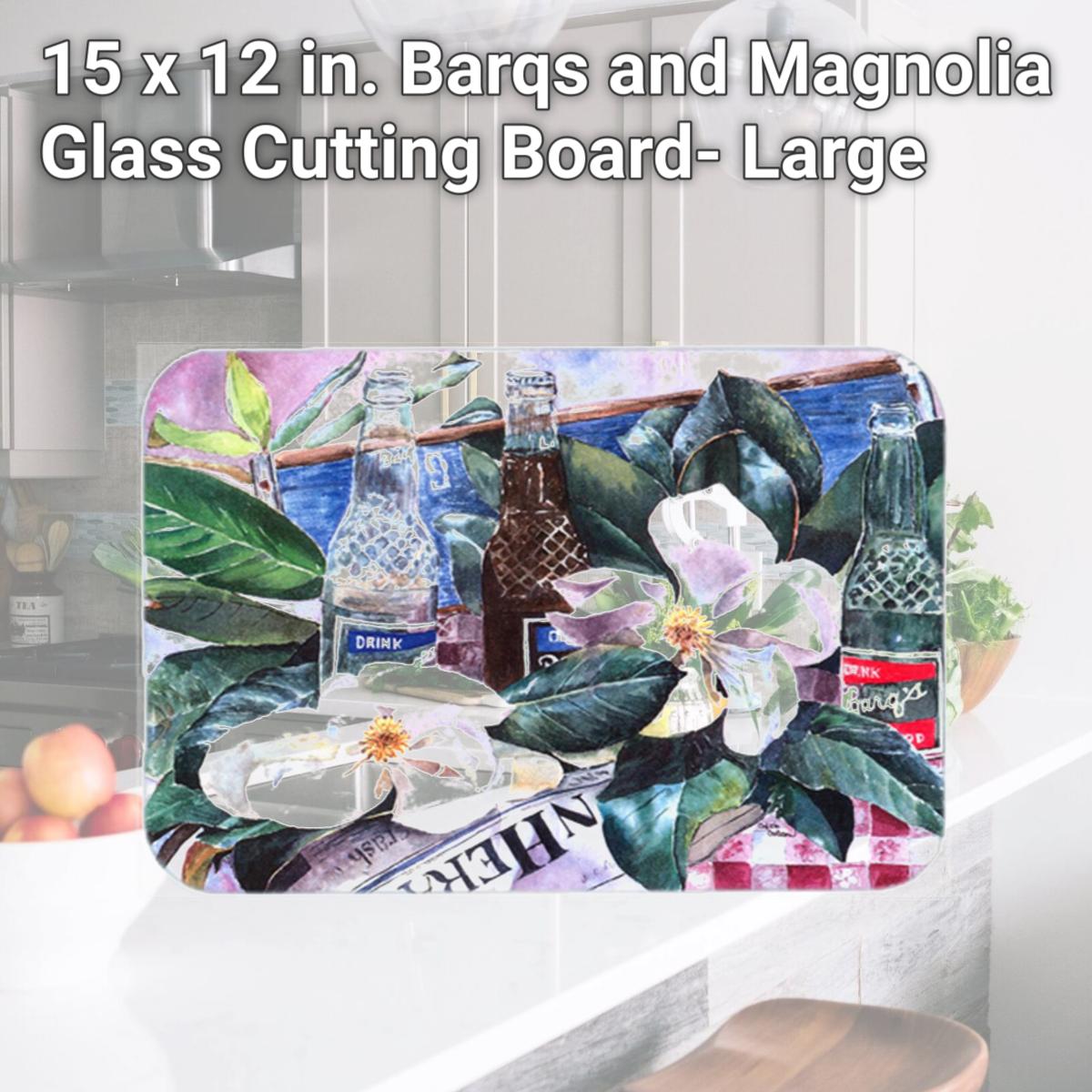 Picture of Carolines Treasures 1009LCB 15 x 12 in. Barqs and Magnolia Glass Cutting Board- Large