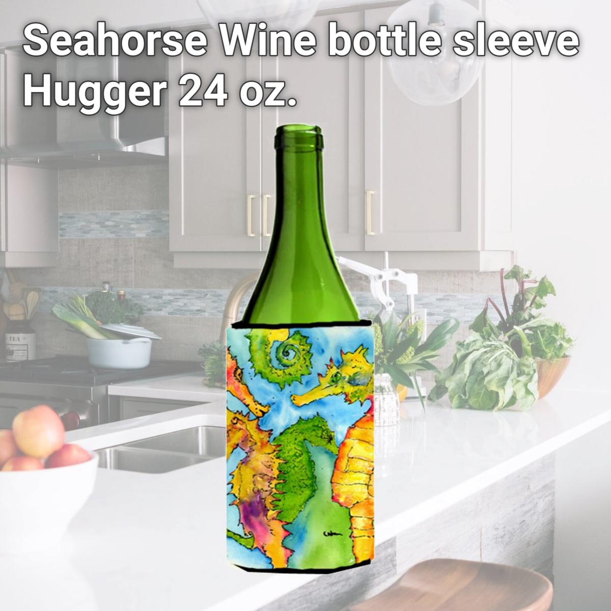 Picture of Carolines Treasures 8546LITERK Seahorse Wine bottle sleeve Hugger 24 oz.