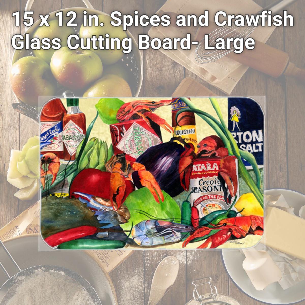 Picture of Carolines Treasures 1020LCB 15 x 12 in. Spices and Crawfish Glass Cutting Board- Large