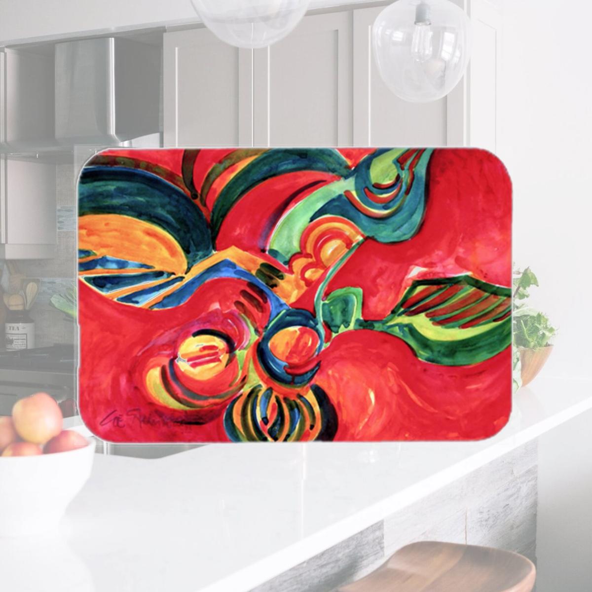 Picture of Carolines Treasures 6043LCB 15 x 12 in. Red Flowers and berries Glass Cutting Board- Large