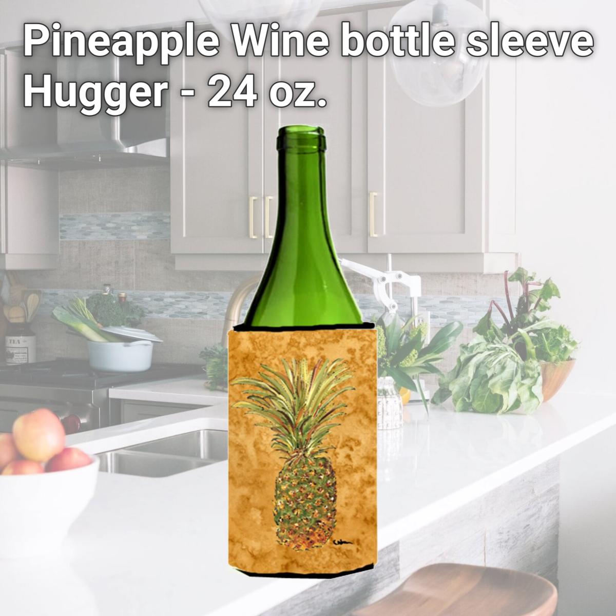 Picture of Carolines Treasures 8654LITERK Pineapple Wine bottle sleeve Hugger - 24 oz.