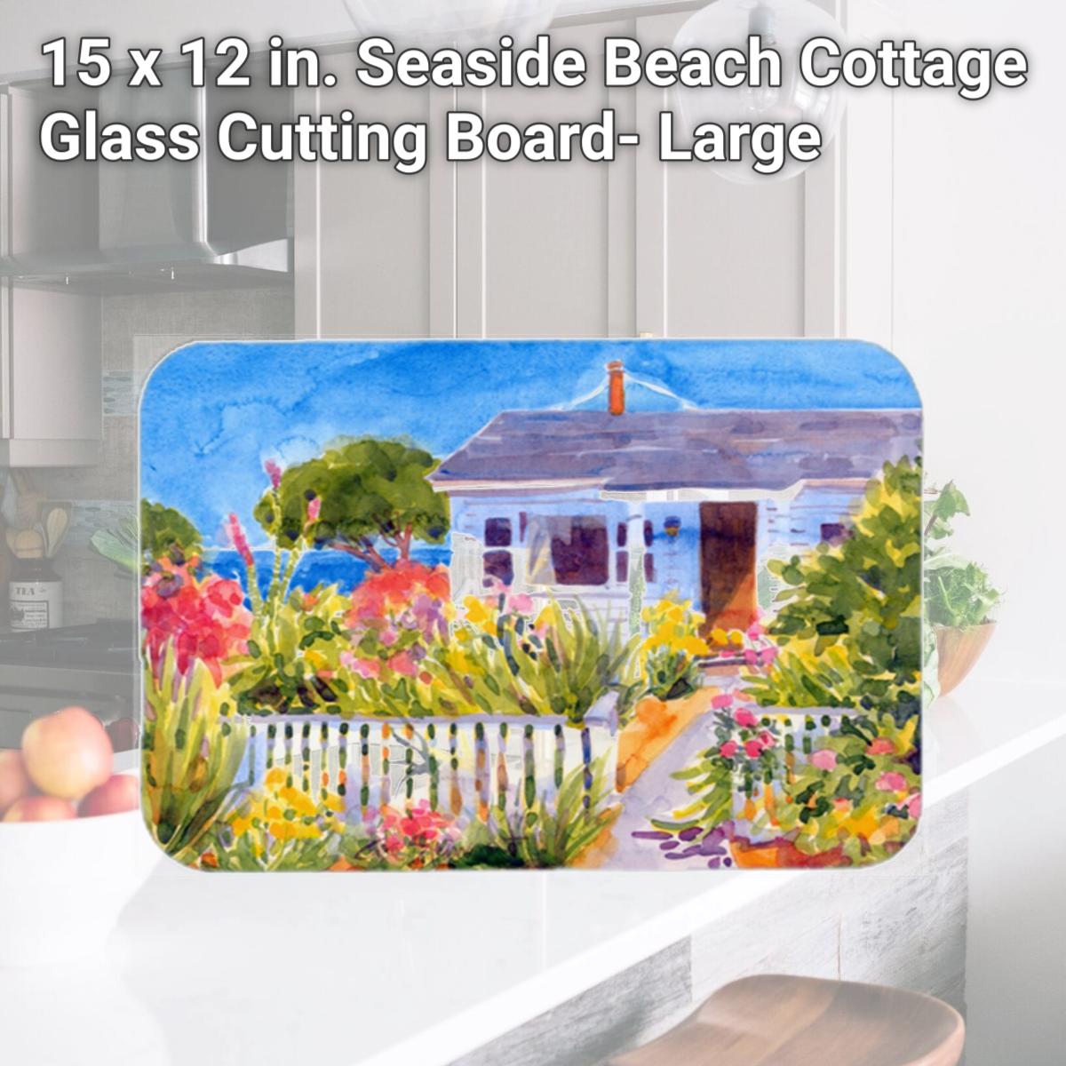 Picture of Carolines Treasures 6034LCB 15 x 12 in. Seaside Beach Cottage Glass Cutting Board- Large