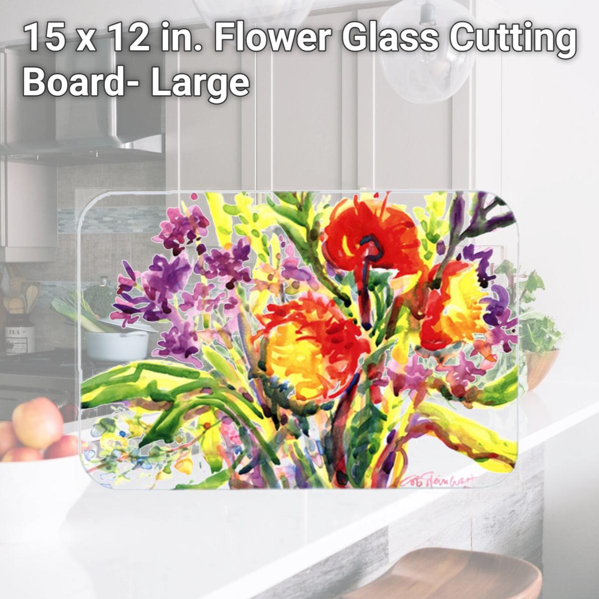 Picture of Carolines Treasures 6042LCB 15 x 12 in. Flower Glass Cutting Board- Large