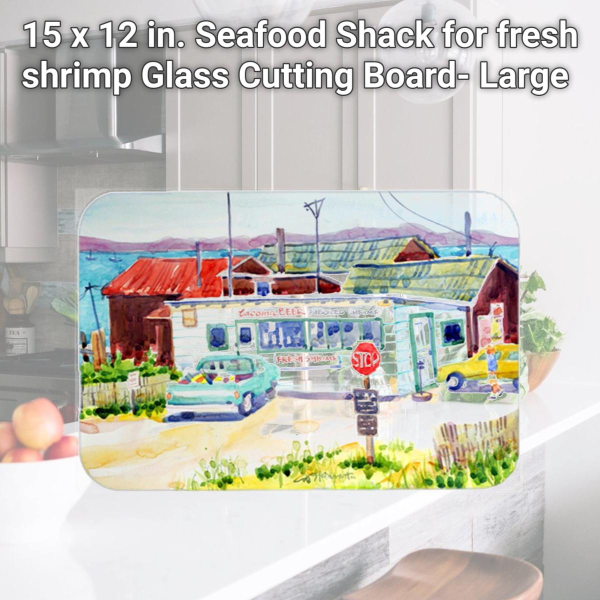 Picture of Carolines Treasures 6054LCB 15 x 12 in. Seafood Shack for fresh shrimp Glass Cutting Board- Large