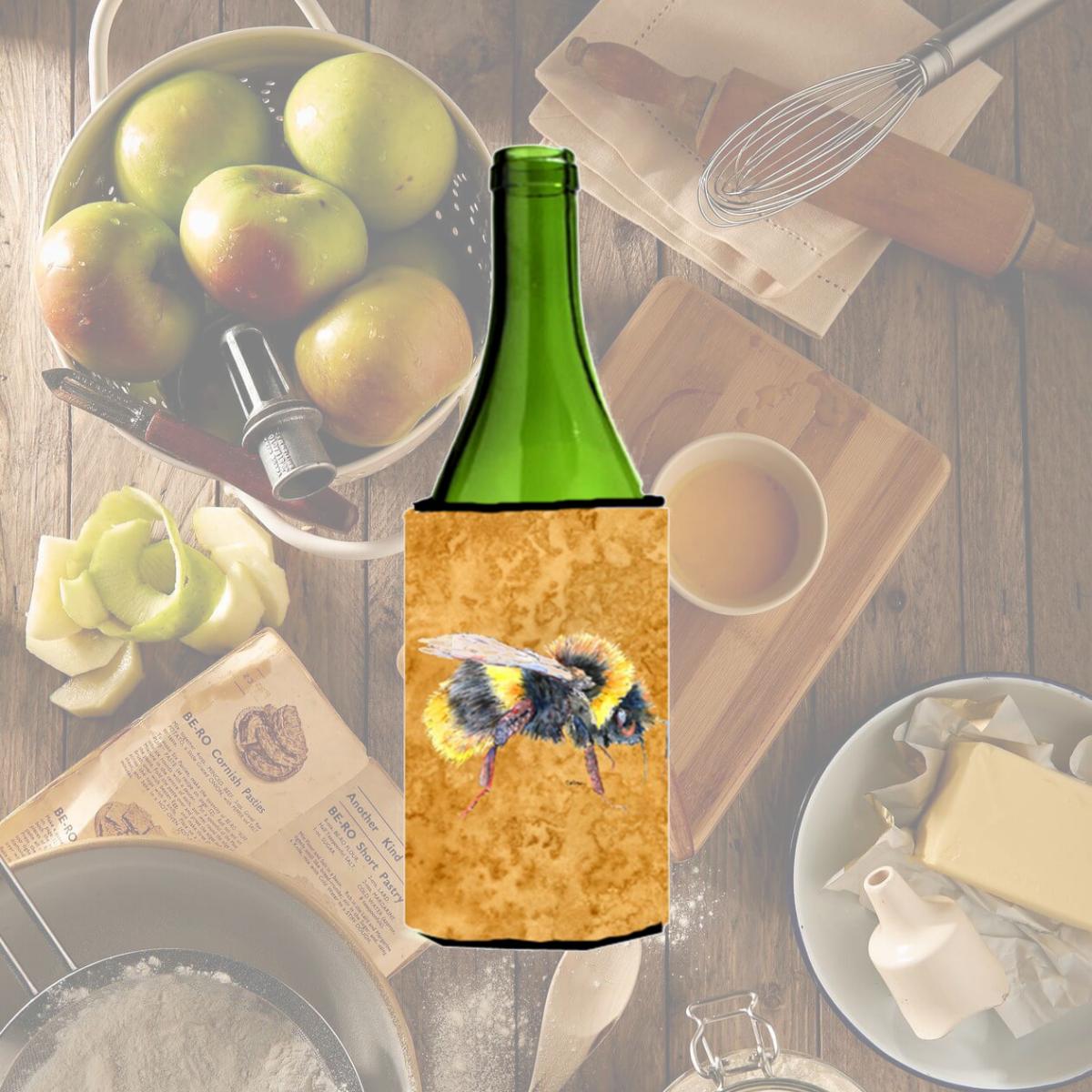 Picture of Carolines Treasures 8850LITERK Bee On Gold Wine bottle sleeve Hugger - 24 oz.
