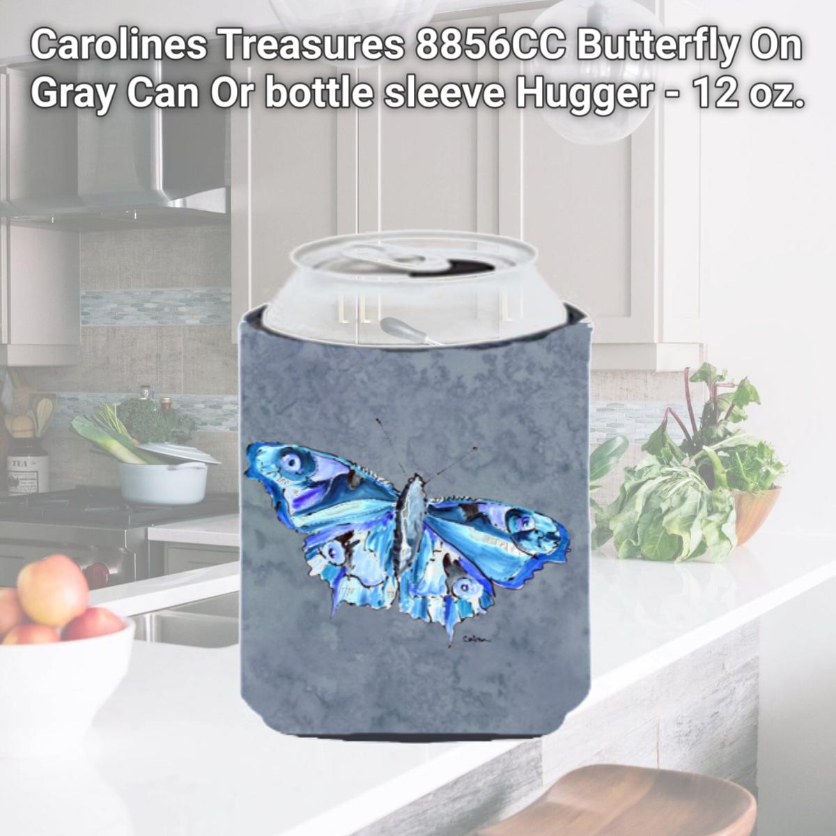 Picture of Carolines Treasures 8856CC Butterfly On Gray Can Or bottle sleeve Hugger - 12 oz.
