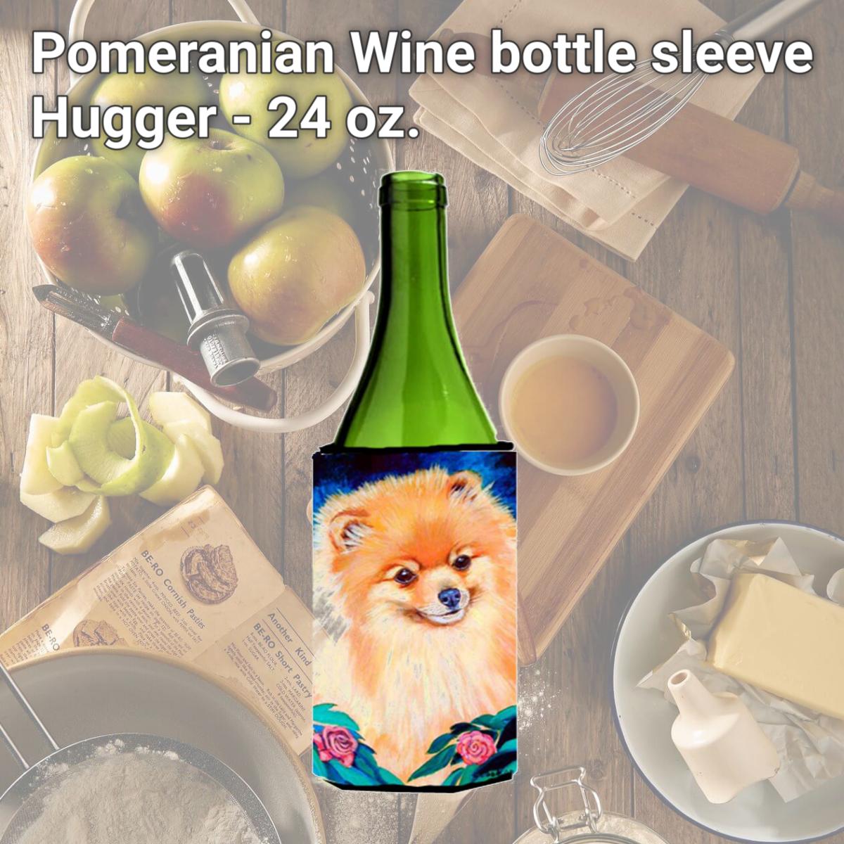 Picture of Carolines Treasures 7165LITERK Pomeranian Wine bottle sleeve Hugger - 24 oz.