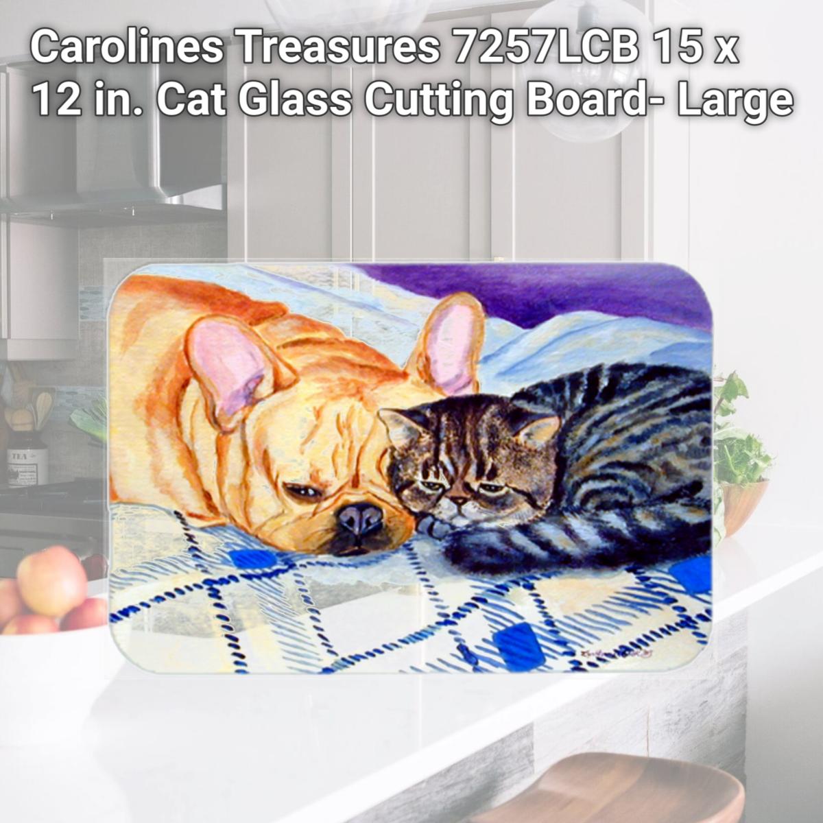 Picture of Carolines Treasures 7257LCB 15 x 12 in. Cat Glass Cutting Board- Large