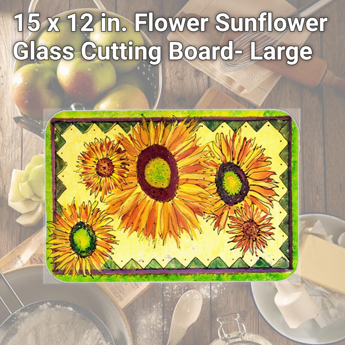 Picture of Carolines Treasures 8060LCB 15 x 12 in. Flower Sunflower Glass Cutting Board- Large