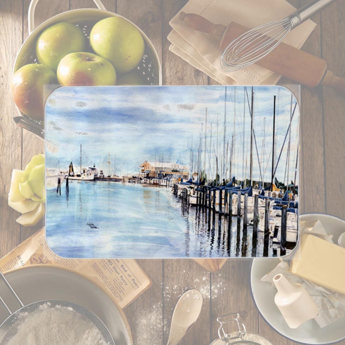 Picture of Carolines Treasures 8128LCB 15 x 12 in. The Warf Glass Cutting Board- Large