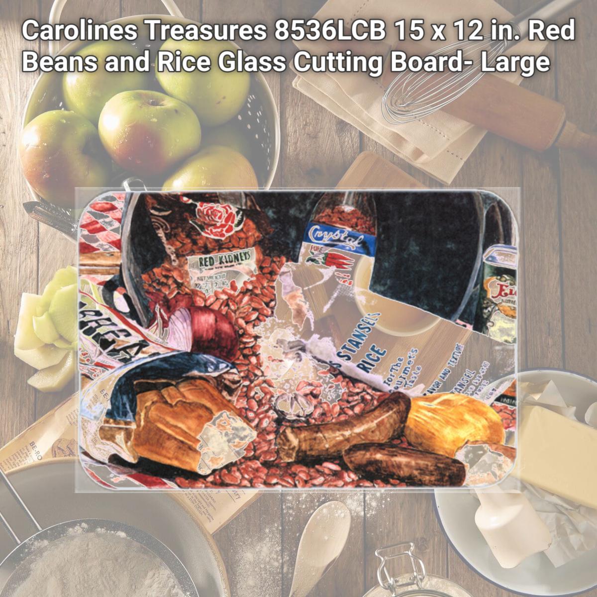 Picture of Carolines Treasures 8536LCB 15 x 12 in. Red Beans and Rice Glass Cutting Board- Large