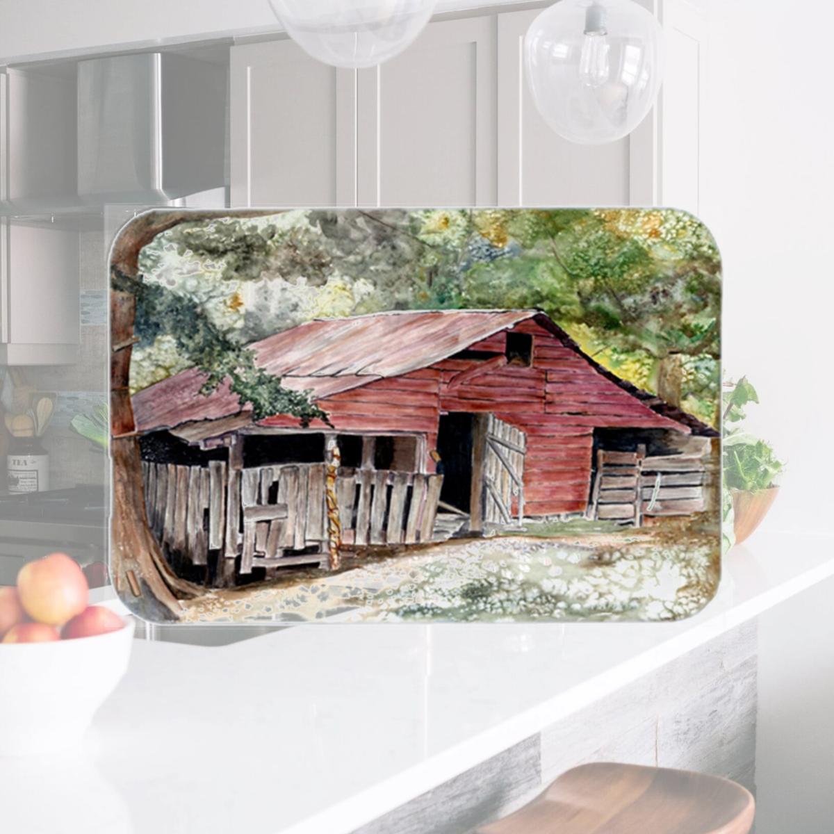 Picture of Carolines Treasures 8740LCB 15 x 12 in. Old Barn Glass Cutting Board- Large
