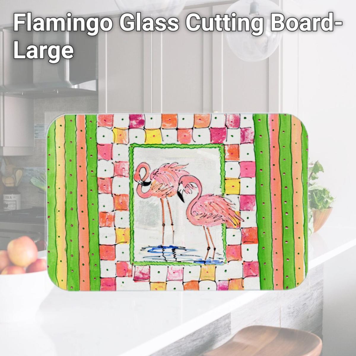 Picture of Carolines Treasures 8077LCB Flamingo Glass Cutting Board- Large