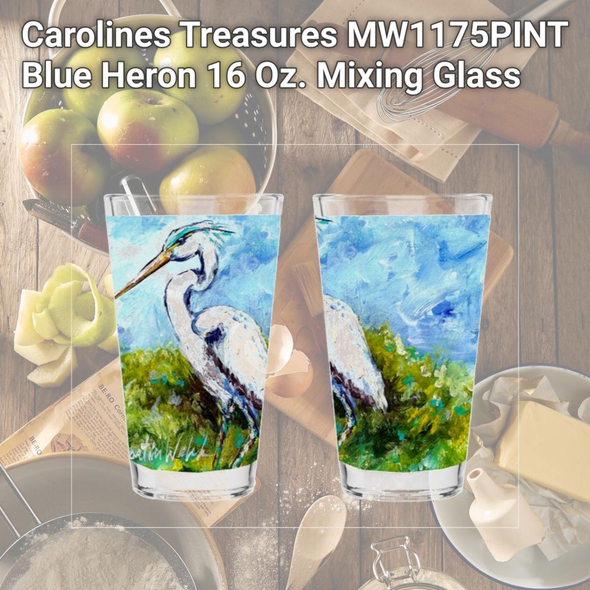 Picture of Carolines Treasures MW1175PINT Blue Heron 16 Oz. Mixing Glass